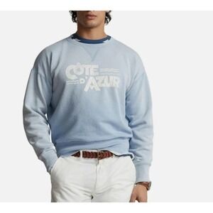 Polo Ralph Lauren Cote D'Azur Sweatshirt Mens XL Blue Vintage Fit Fleece Graphic